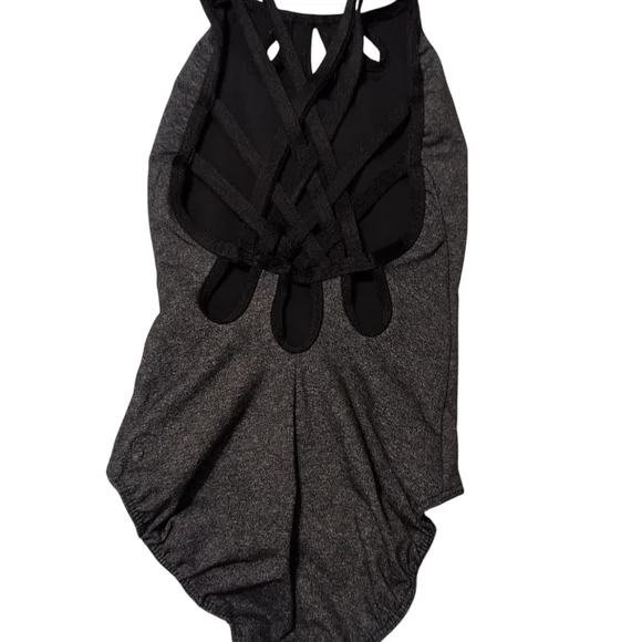 Gray & Black Cutout Bodysuit Leotard Bodysuit Five Dancewear Size Youth Large - Picture 3 of 3